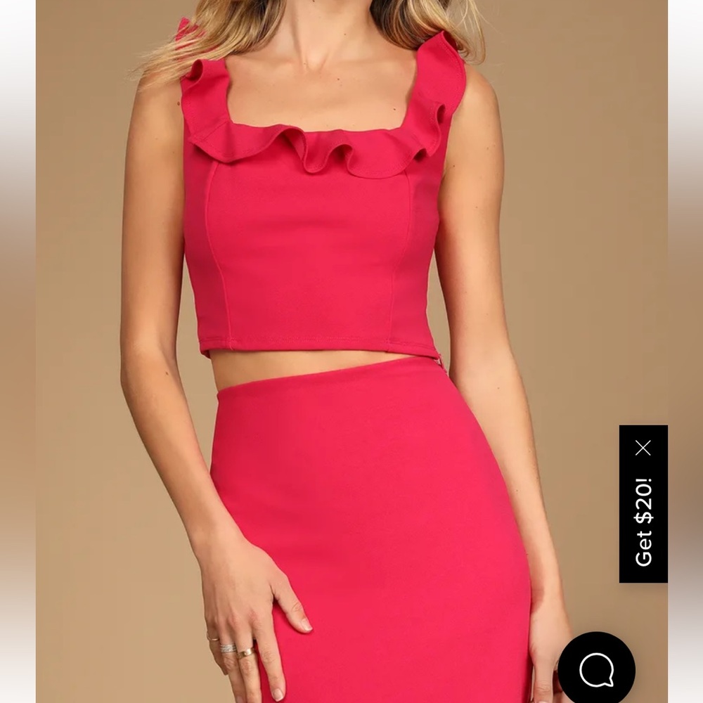 Pink Ruffle Two Piece Skirt Set - Picture 2 of 11